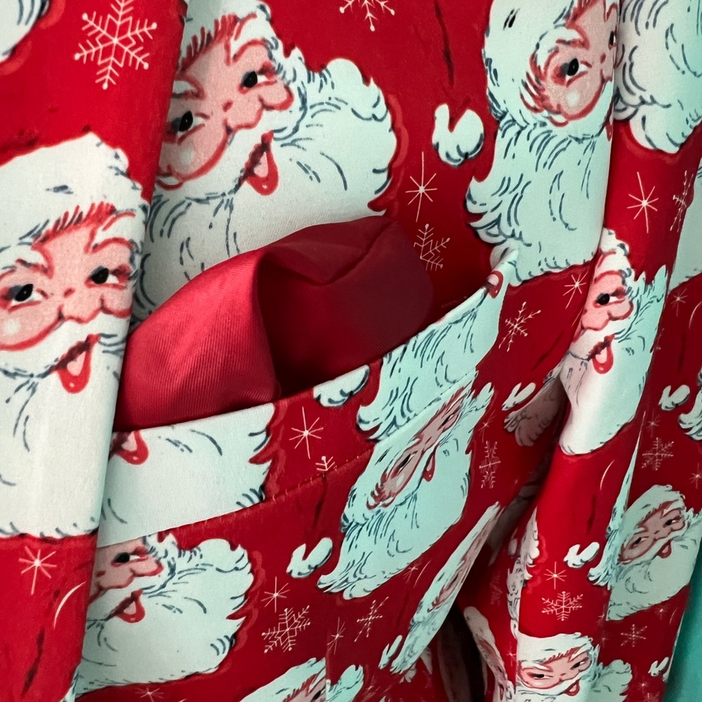Festive Santa Print Blazer - Red & White - Picture 2 of 6